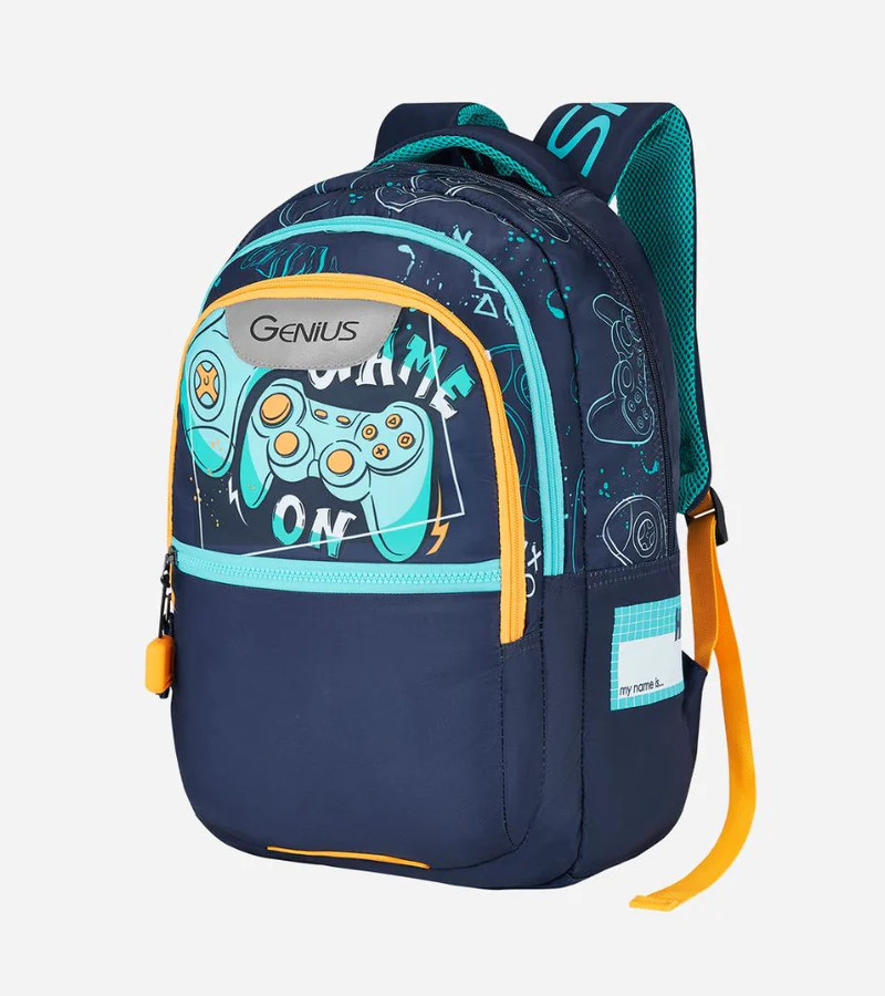 Genius by Safari Maverick 27L Blue School Backpack with Name Tag MR