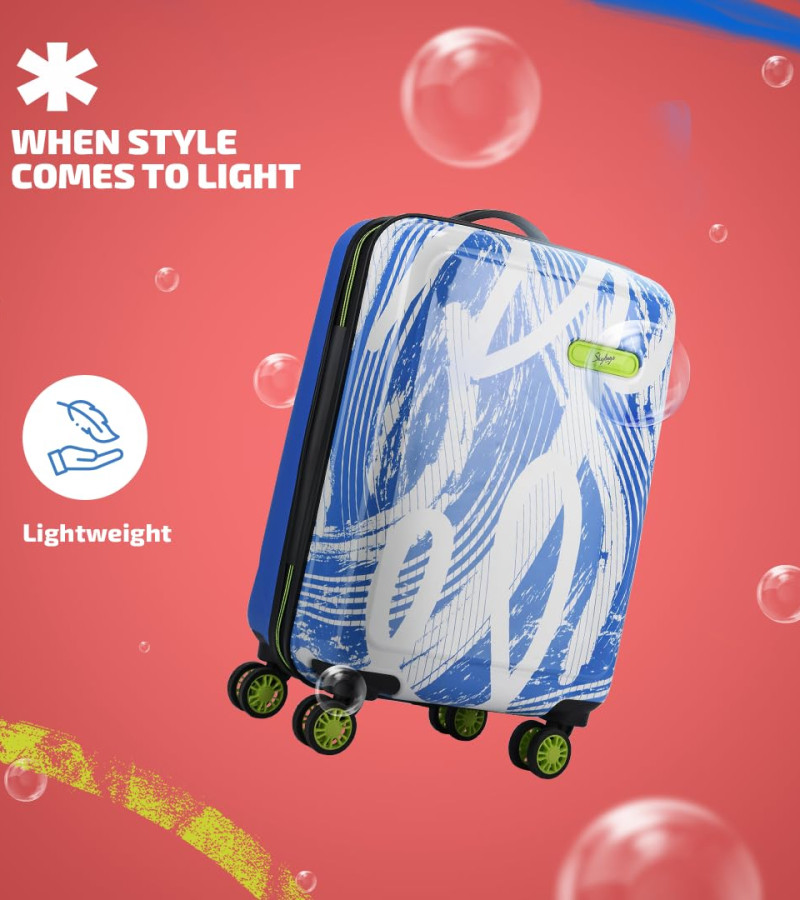 Skybags Stroke Cabin Abs Hardshell Luggage (55 Cm) | Printed Luggage 4 Wheel Inline Trolley Bag