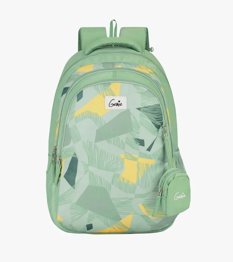 Genie Sage 36L Ash Green School Backpack With Premium Fabric