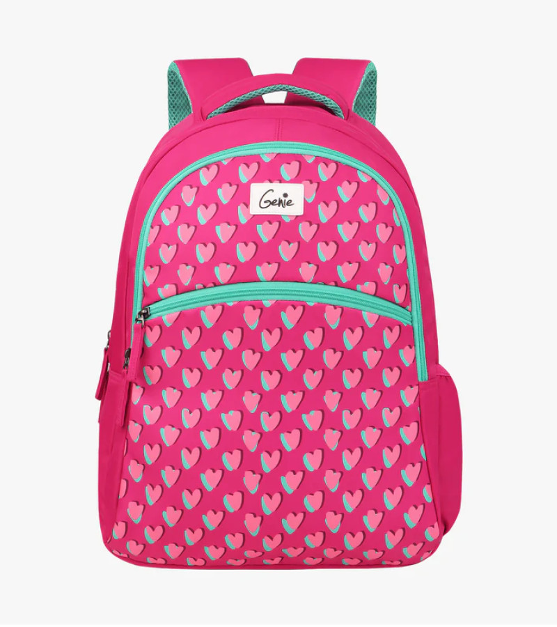 Genie Little Hearts 24L Pink School Backpack With Easy Access Pockets