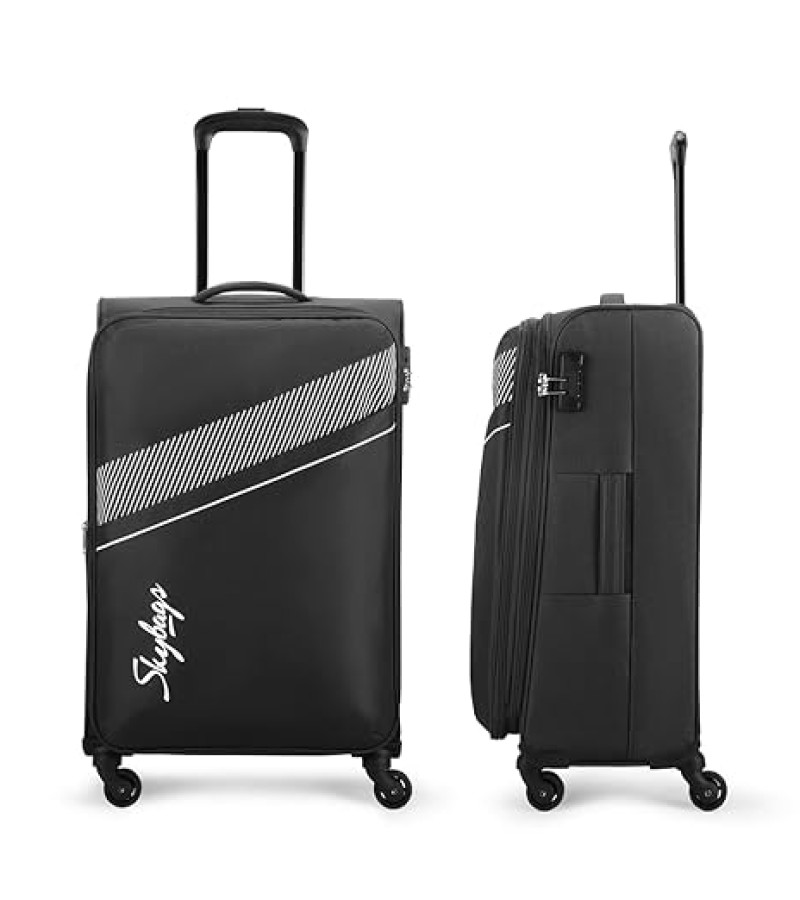 Skybags Trick Polyester Softsided 69 cm Cabin Stylish Luggage Trolley with 4 Wheels | Black Trolley Bag - Unisex