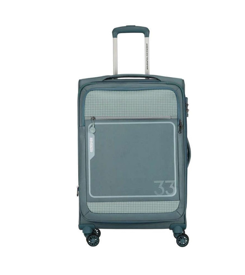 American Tourister Altair Polyester 4 Wheels Soft Speed_Wheel Trolley Suitcase (Blue, 70)