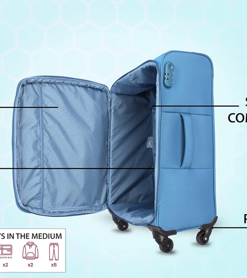 American Tourister Fabric Soft 68 Cms -Spinner Suitcase(Kam-123_Blue)