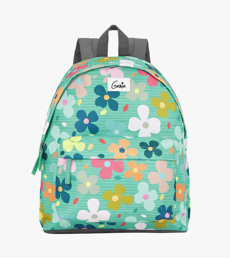 Genie Flower Power 18L Green Casual Backpack With Easy Access Pockets