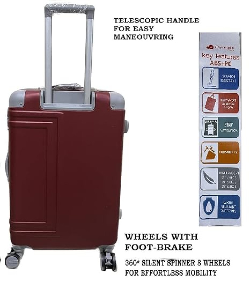 Da Tasche Flymate Paris Line Block Hard Luggage (Medium-24INCH(66CM), Maroon)