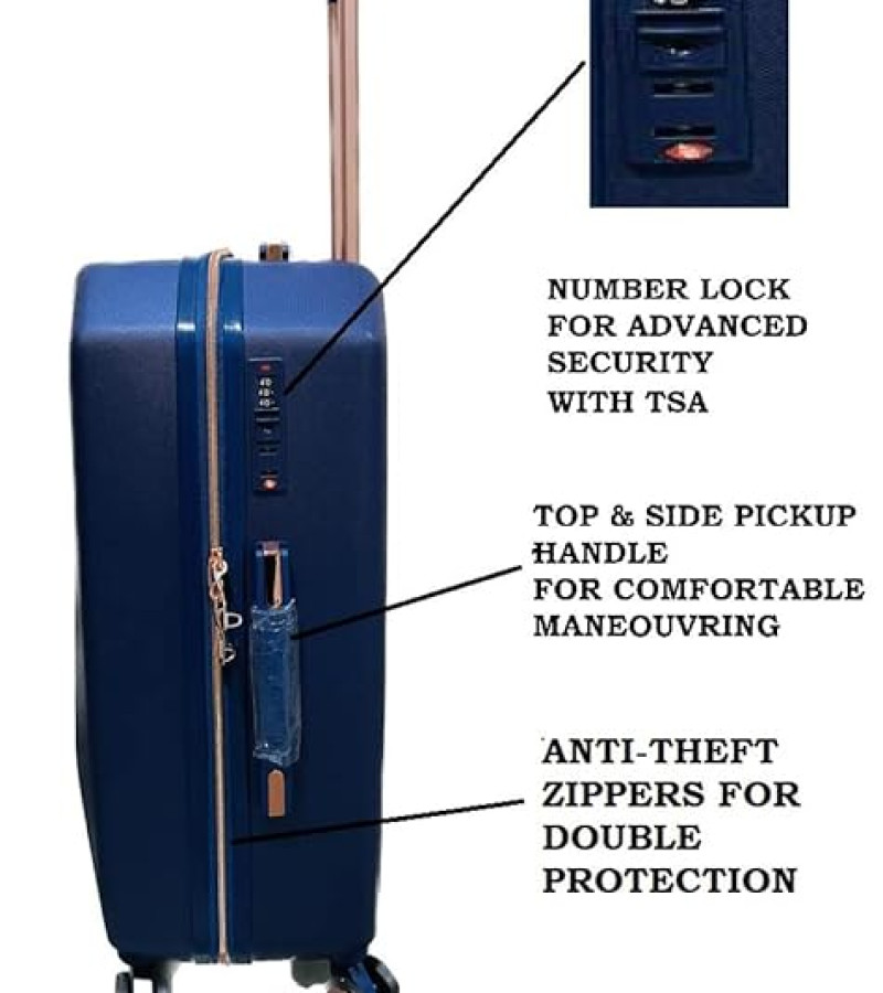 Da Tasche Flymate Paris Diamond Cut Hard Luggage (Medium-24INCH(66CM), Blue)