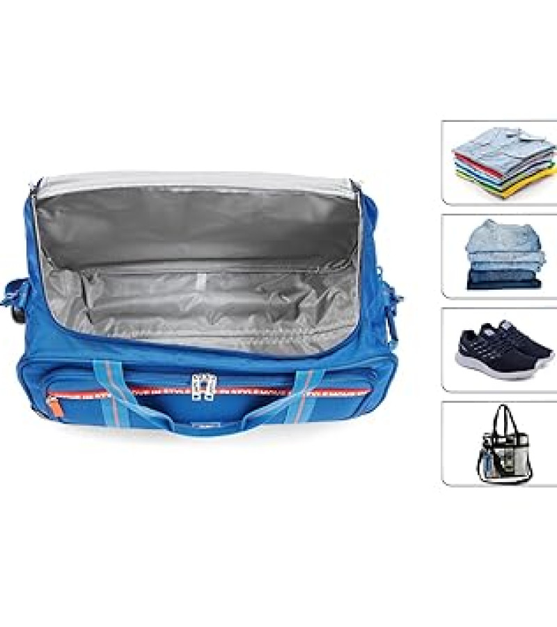 Skybags Polyester Solid Pattern Casper Plus Duffle Bag (H) 58 Blue (Blue, Small), 57 x 28.5 x 28 Centimeters