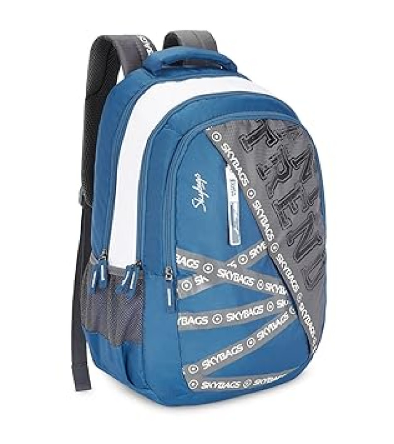 Skybags Riddle Blue Grey 46 Cms Casual Backpack With Raincover, 32 Lt