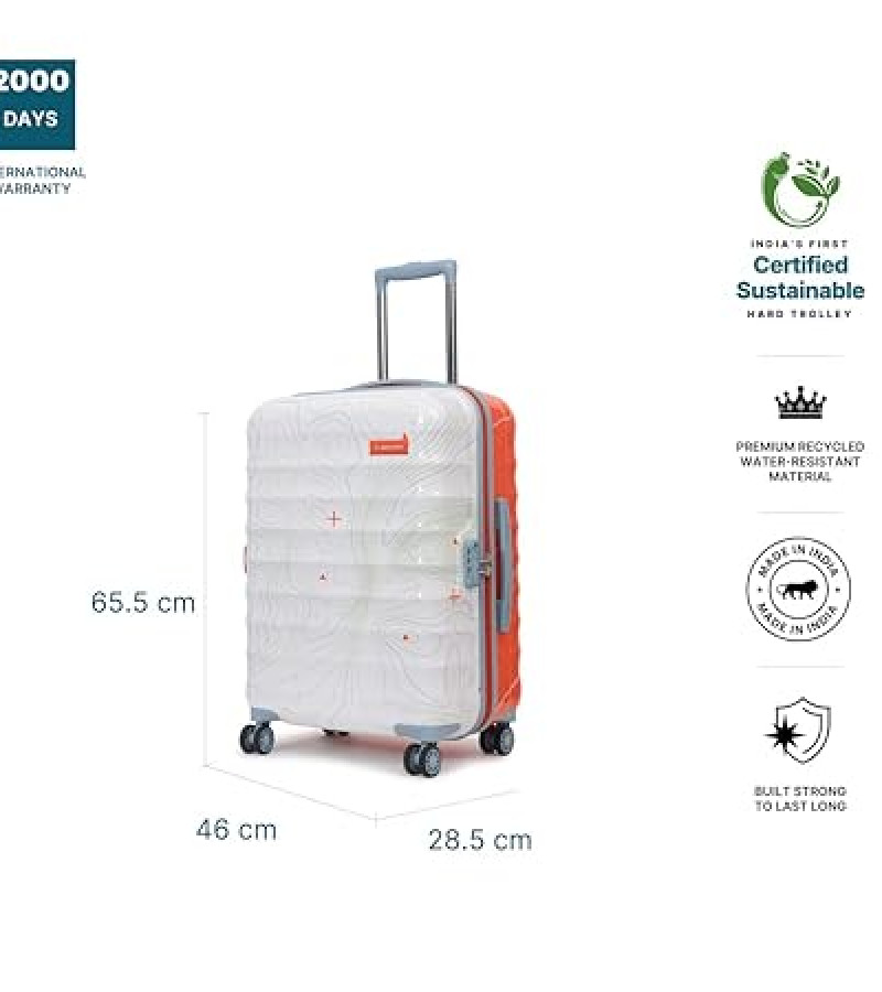 uppercase Topo (Medium) 66 cms|Printed Hardsided Check-in Trolley Bag|8 Wheel Sustainable Luggage