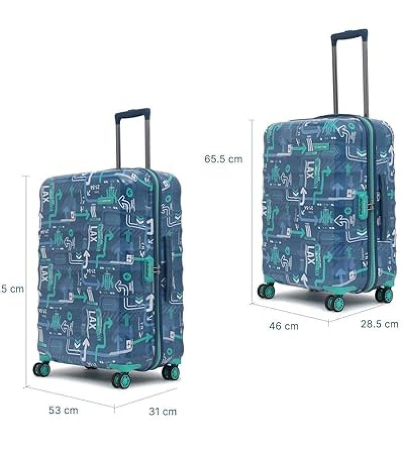 uppercase JFK Trolley Bag Set of 2 (M+L) | Hardsided Polycarbonate Printed Luggage |Combination Lock