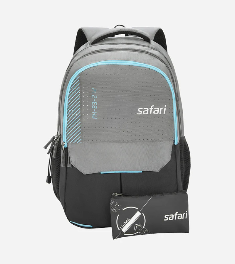 Safari Wing 10 37L Grey School Backpack with Pencil Pouch