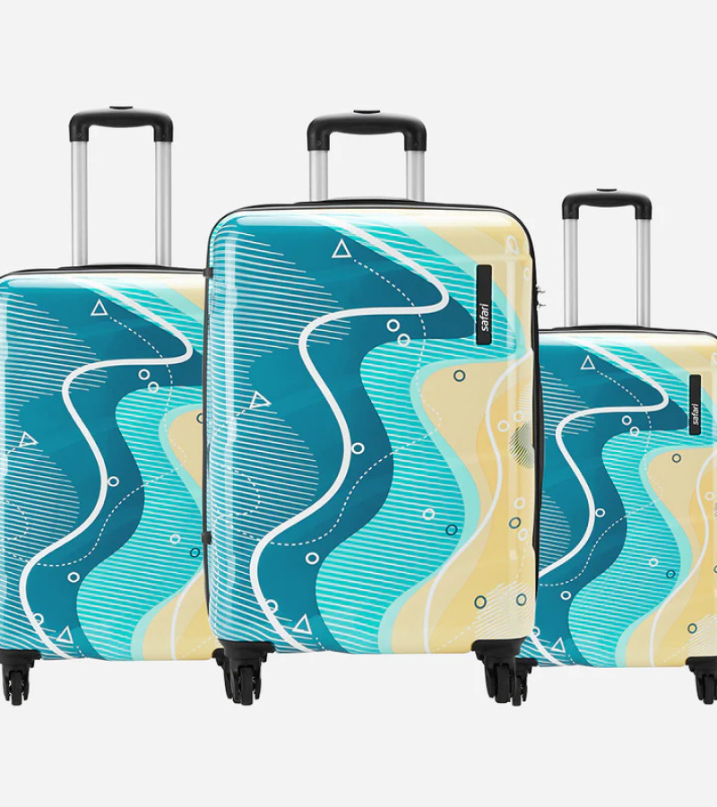 Safari Coastline Set of 3 Printed Trolley Bags with 360° Wheels