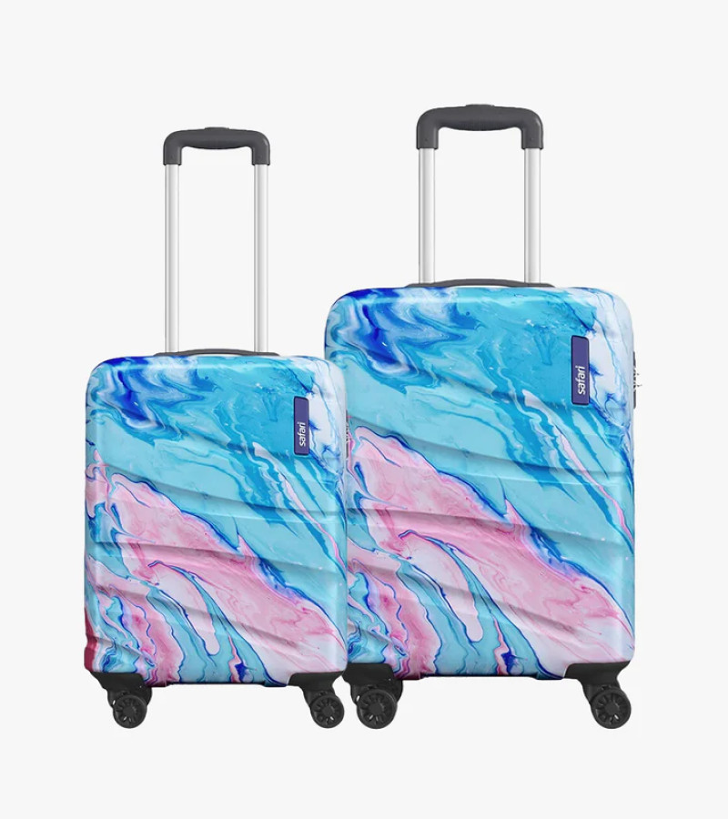 Safari Hue Set of 2 Printed Trolley Bags with Dual Wheels