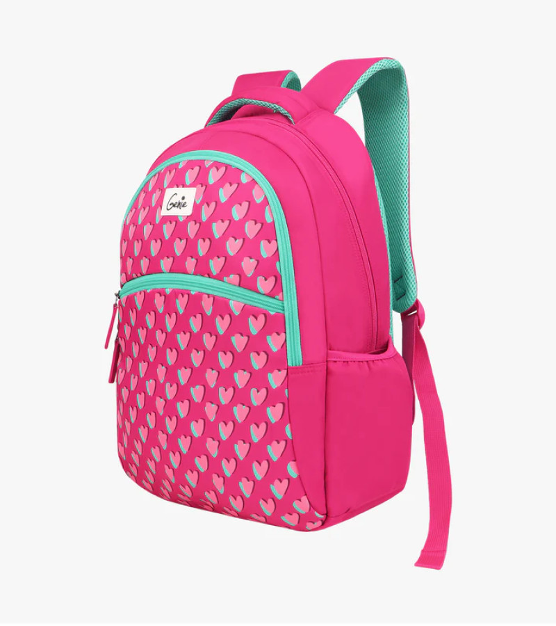 Genie Little Hearts 24L Pink School Backpack With Easy Access Pockets