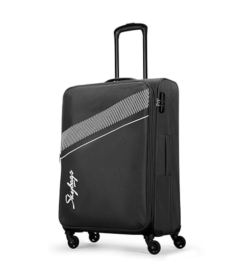 Skybags Trick Polyester Softsided 69 cm Cabin Stylish Luggage Trolley with 4 Wheels | Black Trolley Bag - Unisex