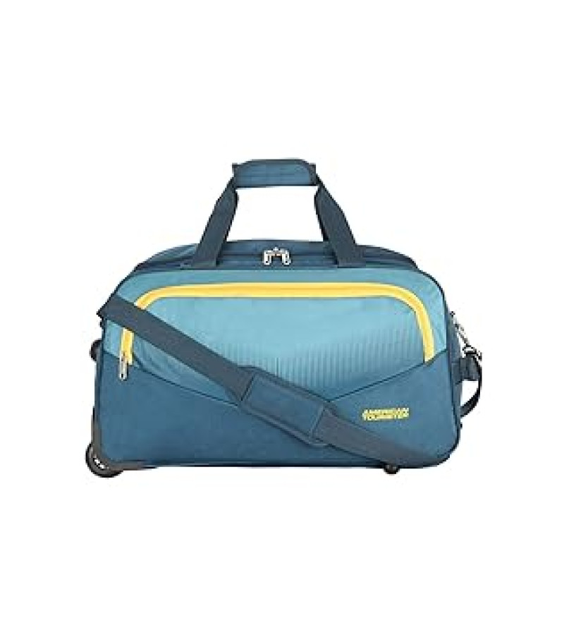 American Tourister Ohio Polyester 65 Cms Wheel Travel Duffle Bag (Blue), W-30 CM