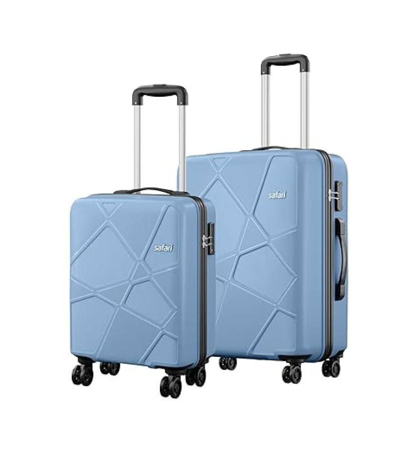 Safari Pentagon Plus TSA Lock, 8 Wheel, Hardside Small & Medium Size Cabin & Check-in Luggage Set of 2 Suitcase