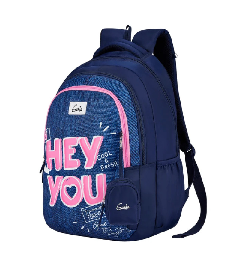 Genie You 36L Navy Blue School Backpack With Premium Fabric