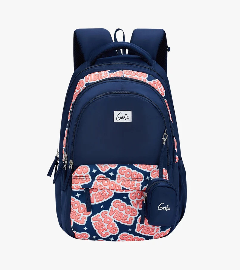 Genie Vibes 27L Navy Blue Juniors Backpack With Easy Access Pockets