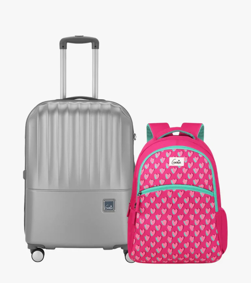 Genie Hard Trolley Bag and School Backpack Combo