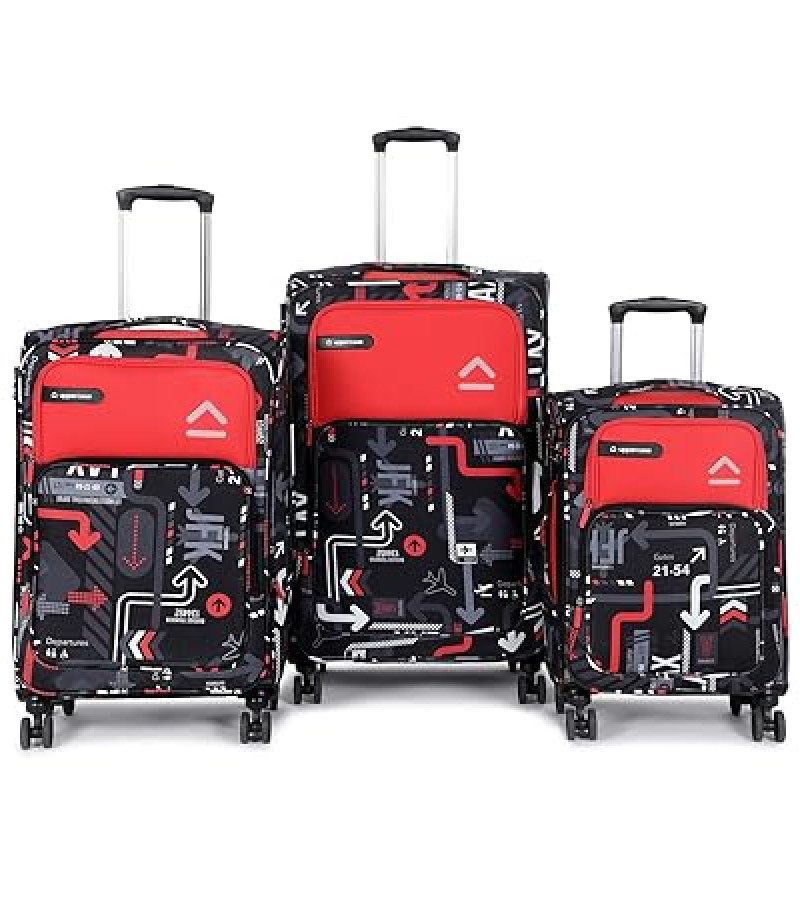 uppercase JFK Plus 25100EST1RED Set of 3 (S+M+L) Eco Soft Trolley Bag, Dust Resistant Luggage