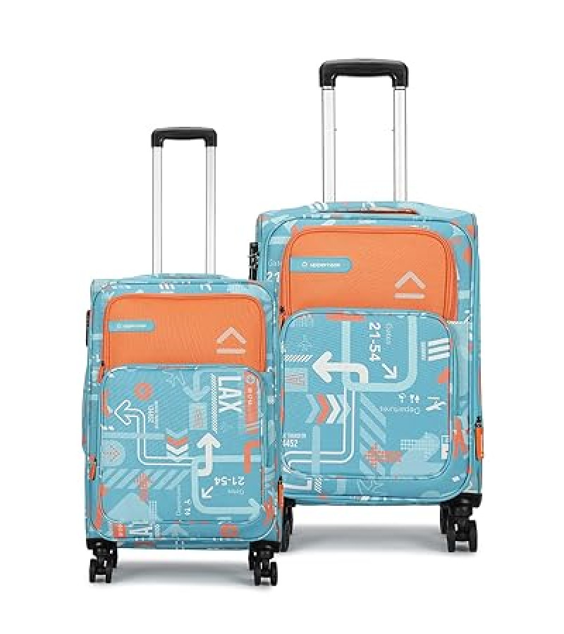 uppercase JFK Trolley Bag Set of 2 (S+M) Cabin & Check-in Luggage Dust-Resistant Soft Printed Luggage