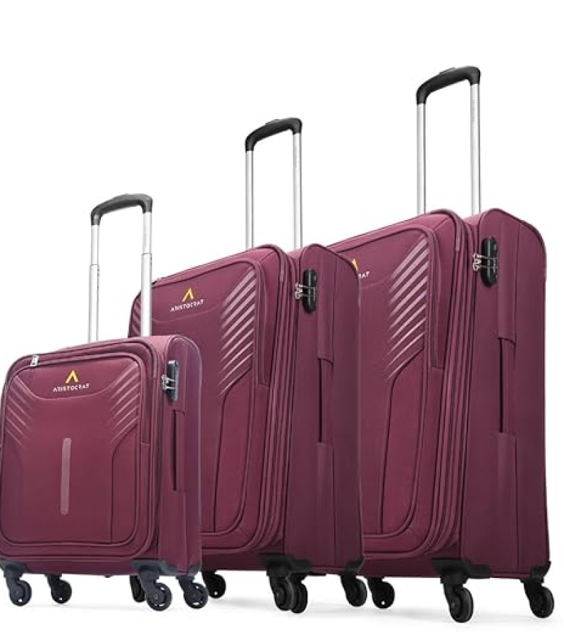 Aristocrat Skyway Set of 3 Cabin, Medium & Large Size Soft Luggage (59 cm, 69 cm & 79 cm)