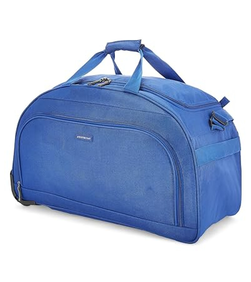 Aristocrat Polyester Solid Pattern Dart Duffle Bag, Wheel (H) 52 Blue